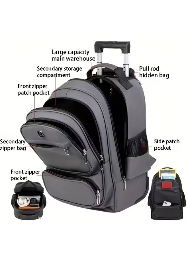 Rolling Travel Backpack with Retractable Handle â€“ 18 Inch Wheeled Business & School Laptop Bag for Men and Women, Multi-Compartment, Waterproof & Convertible Design - Image 5
