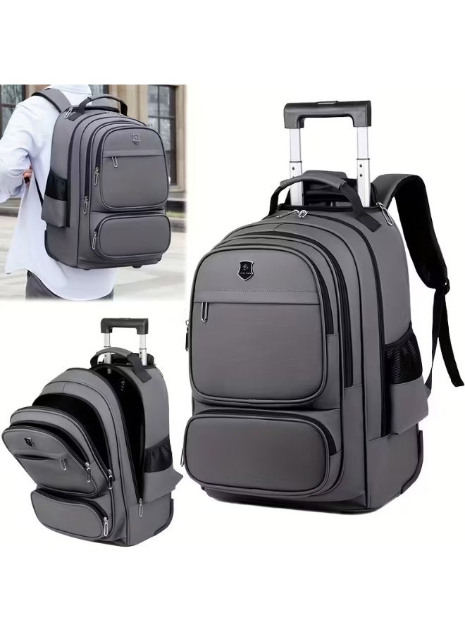 Rolling Travel Backpack with Retractable Handle â€“ 18 Inch Wheeled Business & School Laptop Bag for Men and Women, Multi-Compartment, Waterproof & Convertible Design - Image 1