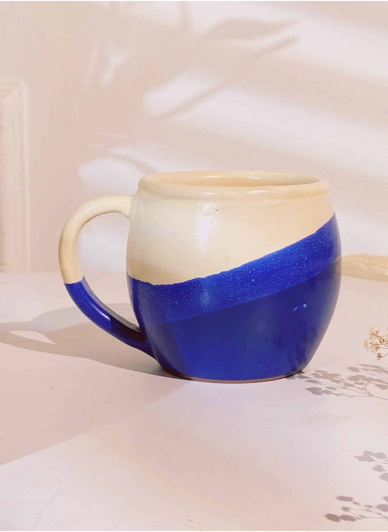 Tip of The Day Blue Wavy Pottery Mug - Capacity: 300 ml - for coffee and tea lovers  - Image 1