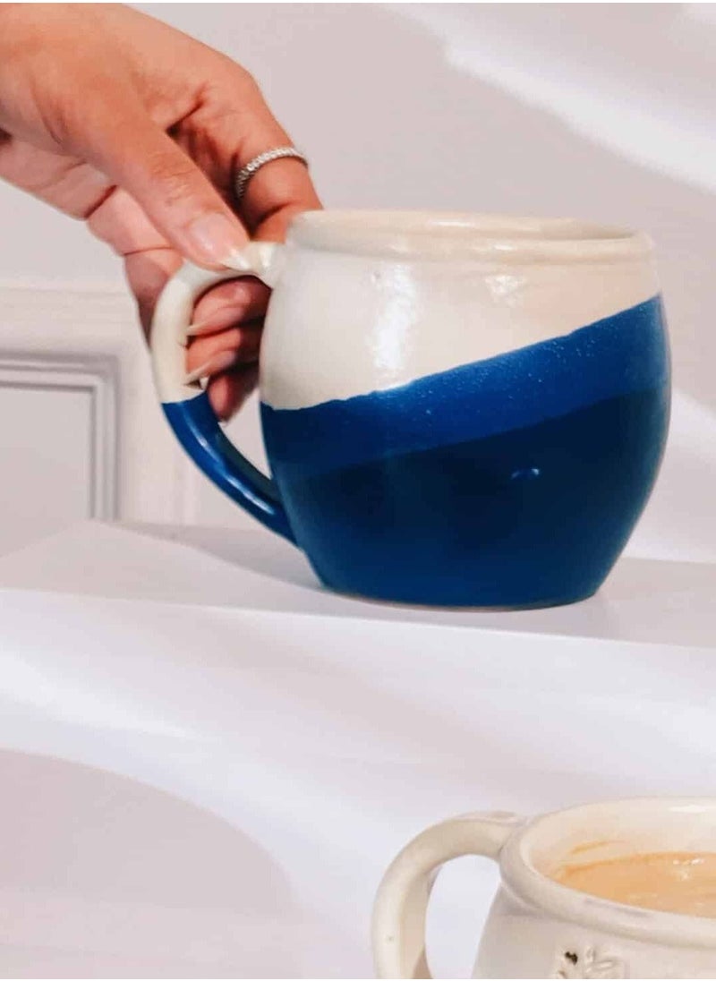 Tip of The Day Blue Wavy Pottery Mug - Capacity: 300 ml - for coffee and tea lovers  - Image 2