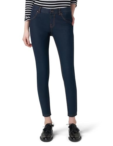 HUE Women's Essential Denim Leggings - Pull On Stretch Jeans (Deep Indigo Wash, Large) - Image 1