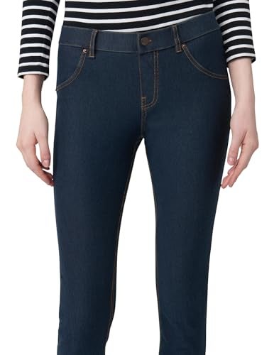 HUE Women's Essential Denim Leggings - Pull On Stretch Jeans (Deep Indigo Wash, Large) - Image 4