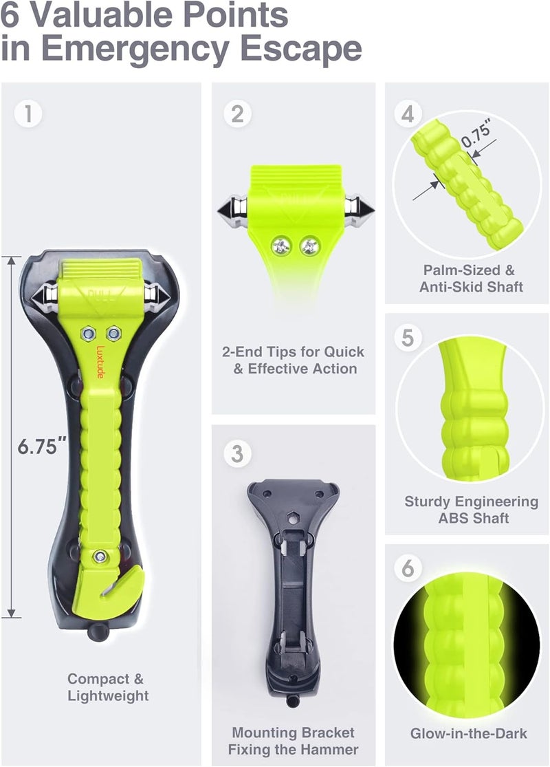 Luxtude Car Window Breaker and Seatbelt Cutter, Car Emergency Escape Tool with Glass Breaker Seat Belt Cutter, 2-in-1 Car Safety Hammer, Premium Carbon Steel Automotive Life Rescue Tools Kit, 2 Packs - Image 4