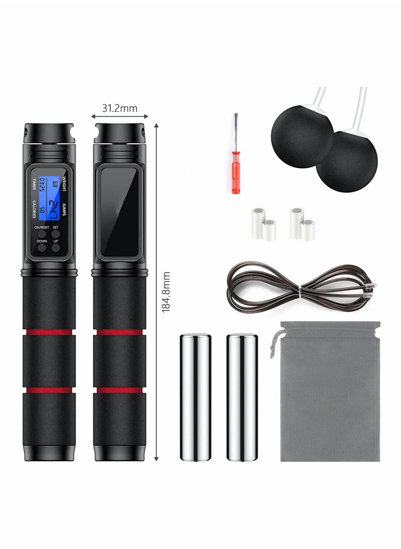 SYOSI - Jump Rope Adjustable Multifun Speed Skipping with Calorie Counter Cordless Digital and Alarm Reminder for Fitness Exercise Workout Boxing MMA Gym Lose Fat - Image 1