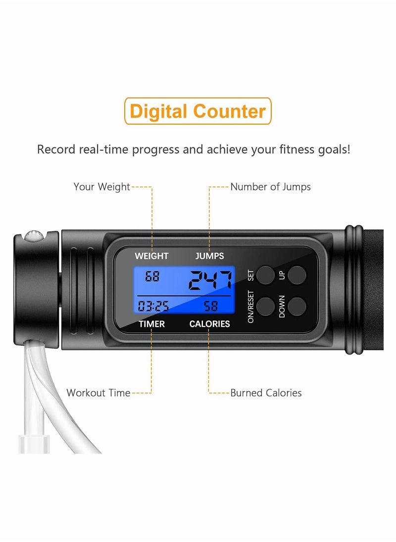 SYOSI - Jump Rope Adjustable Multifun Speed Skipping with Calorie Counter Cordless Digital and Alarm Reminder for Fitness Exercise Workout Boxing MMA Gym Lose Fat - Image 1