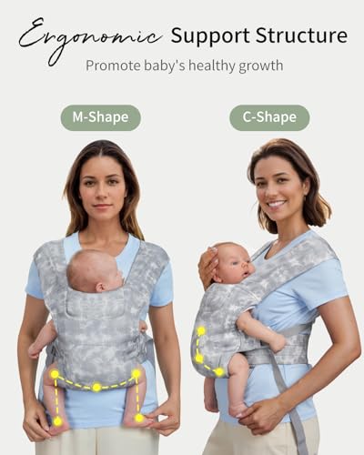 KIDIRA Newborn Carrier Cozy Baby Carrier Ergonomic Baby Wrap CarrierTieDyeGre - Image 3