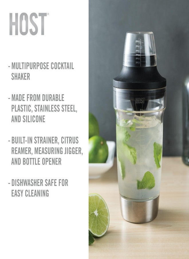 Host All in One Cocktail Shaker Set with Measurements, Reamer, Bottle Opener, Strainer and Jigger for Cold Brew Cocktails, Home Bar, Bartending, Camping, Picnic, Outdoor Party, On the Go, 18 oz - Image 2