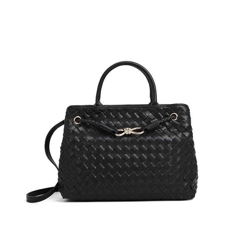New Hand Woven Bag Horizontal Handbag Bow Design Rope Buckle Large Capacity Single Shoulder Crossbody Women'S Bag - Image 1