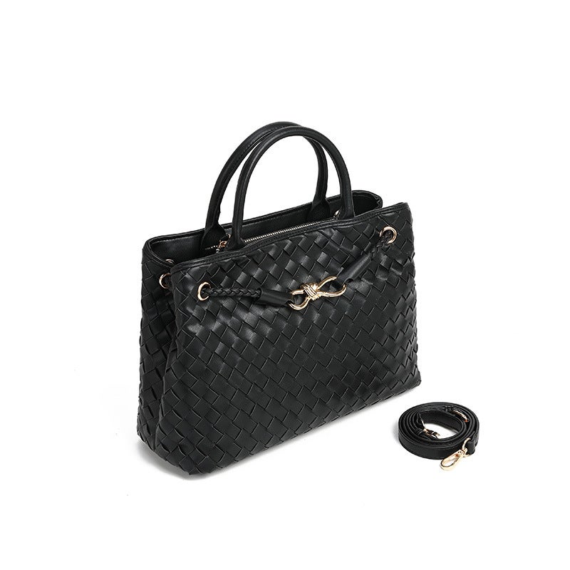 New Hand Woven Bag Horizontal Handbag Bow Design Rope Buckle Large Capacity Single Shoulder Crossbody Women'S Bag - Image 3