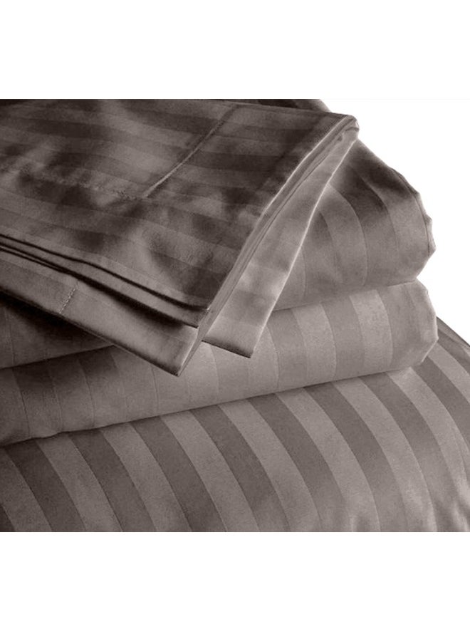 snooze - Snooze Striped Flat Bed Sheet set 2pcs, Bed sheet 160*235 cm+ Free Pillowcase, Silver - Image 1