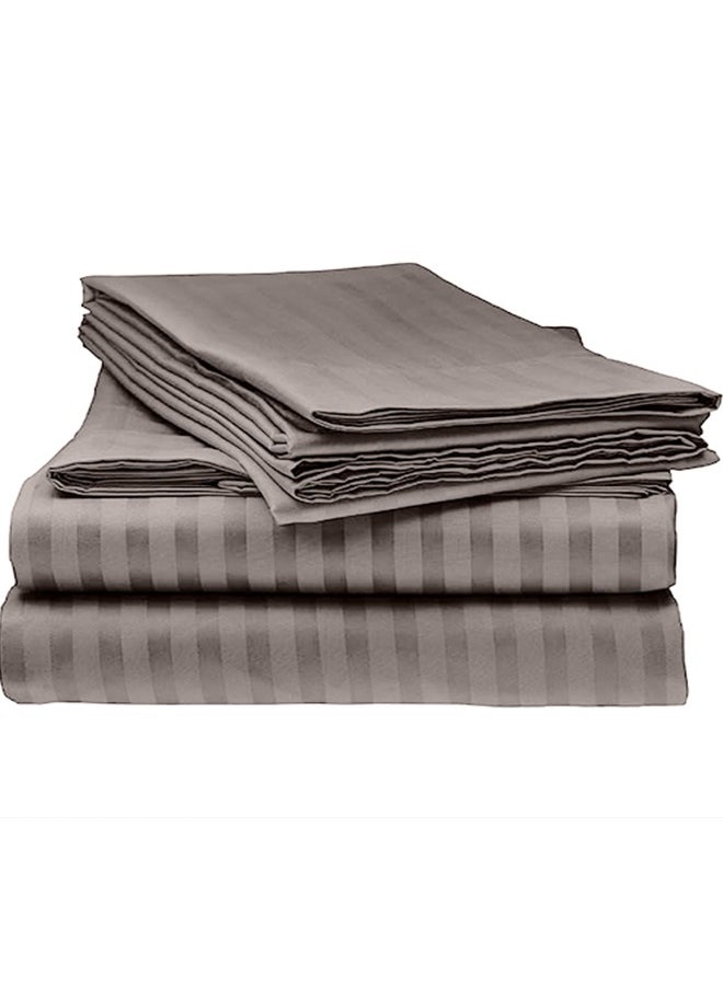 snooze - Snooze Striped Flat Bed Sheet set 2pcs, Bed sheet 160*235 cm+ Free Pillowcase, Silver - Image 1