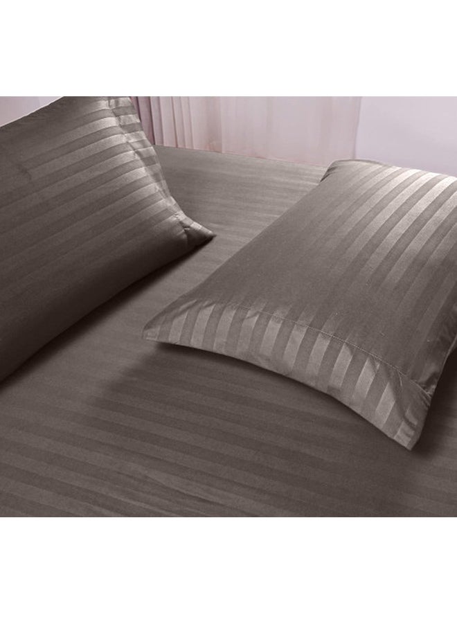 snooze - Snooze Striped Flat Bed Sheet set 2pcs, Bed sheet 160*235 cm+ Free Pillowcase, Silver - Image 1