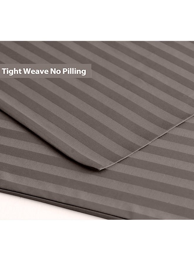 snooze - Snooze Striped Flat Bed Sheet set 2pcs, Bed sheet 160*235 cm+ Free Pillowcase, Silver - Image 1