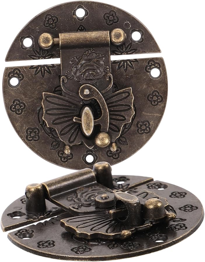 Vintage Antique Wooden Box Hasp Latches 2 Pack Small Padlock Buckle For Jewelry Tool Box - Image 1