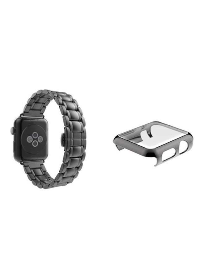 HuHa Replacement Strap Watchband For Apple Watch Series 7 41mm / 6 / SE / 5 / 4 40mm / 3 / 2 / 1 38mm Black - Image 2