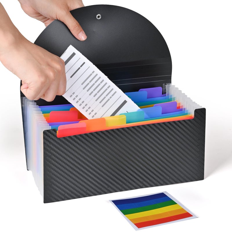 Cesil Accordion File Organizer, 13 Pocket Expanding File Folder, 10.2"x5.1" Small Receipt Organizer for Business, Coupon Document Holder, Portable Folder Organizer for Home Office School, Black - Image 1