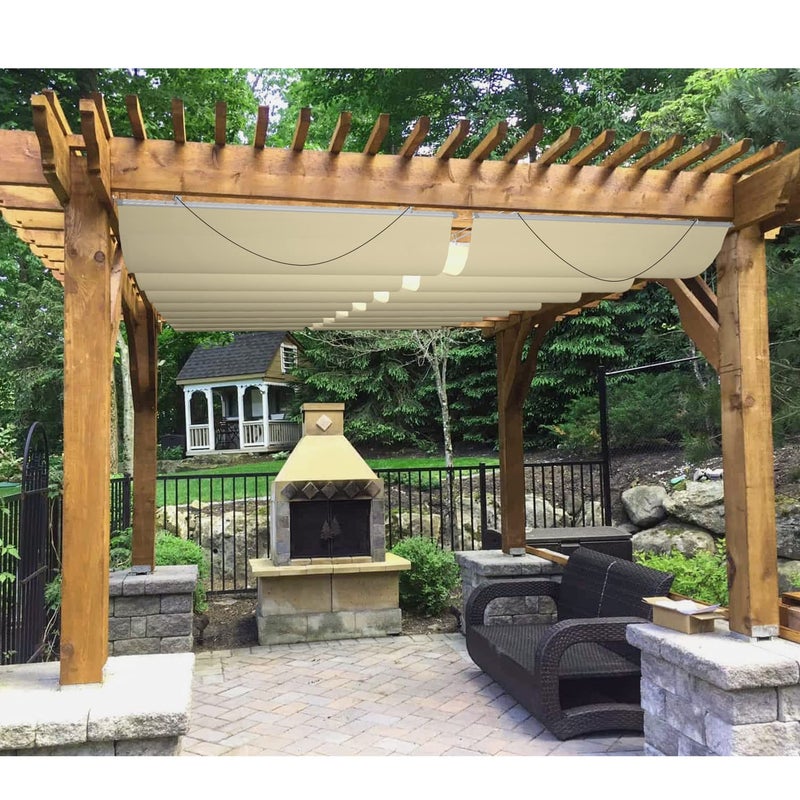 Patio 3'W x 16'L Waterproof Pergola Shade Cover Retractable Canopy Replacement, Outdoor Pergolas Fabric Covers for Patio, Sun Shades Cloth with Slide-On Wire Cable for Deck Gazebo Backyard, Beige - Image 5