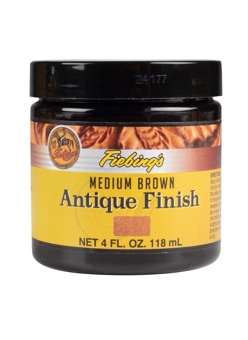 Fiebing's Fiebing's Antique Finish (4 oz) - Two-Toned Effect Emphasizes Leathercraft Embossing - Antiquing & Restoration Paste for Contrasted Accent Finish on Leather Boot, Shoe, Purse, Belt (Medium Brown)  - Image 1