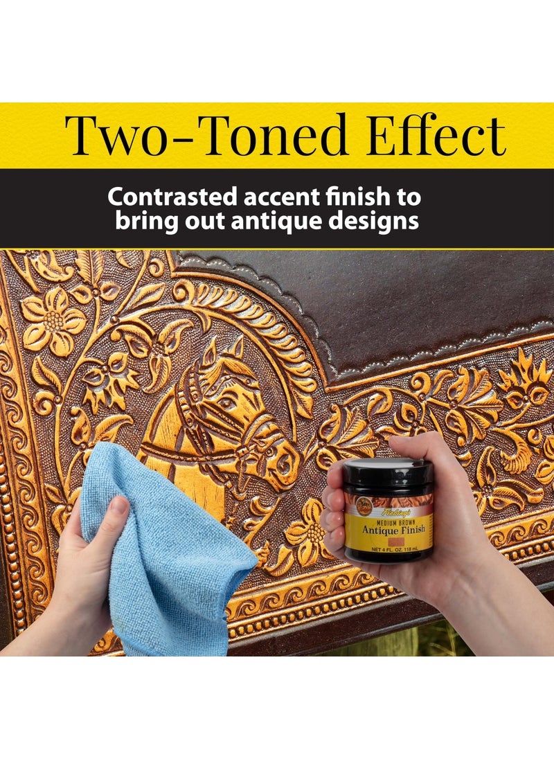 Fiebing's Fiebing's Antique Finish (4 oz) - Two-Toned Effect Emphasizes Leathercraft Embossing - Antiquing & Restoration Paste for Contrasted Accent Finish on Leather Boot, Shoe, Purse, Belt (Medium Brown)  - Image 2