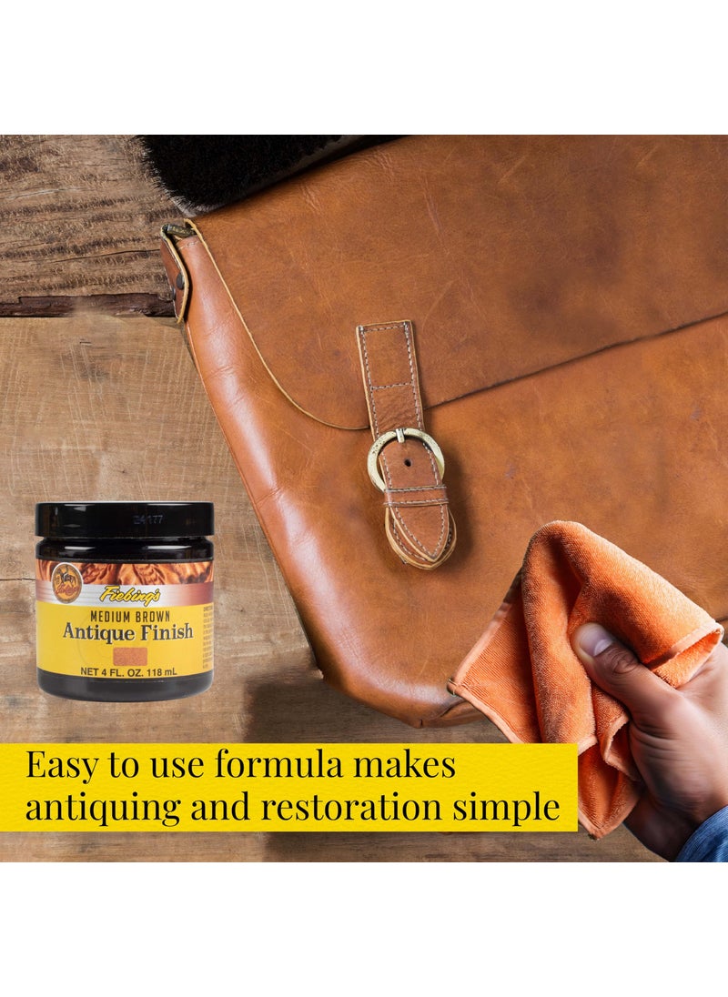 Fiebing's Fiebing's Antique Finish (4 oz) - Two-Toned Effect Emphasizes Leathercraft Embossing - Antiquing & Restoration Paste for Contrasted Accent Finish on Leather Boot, Shoe, Purse, Belt (Medium Brown)  - Image 3