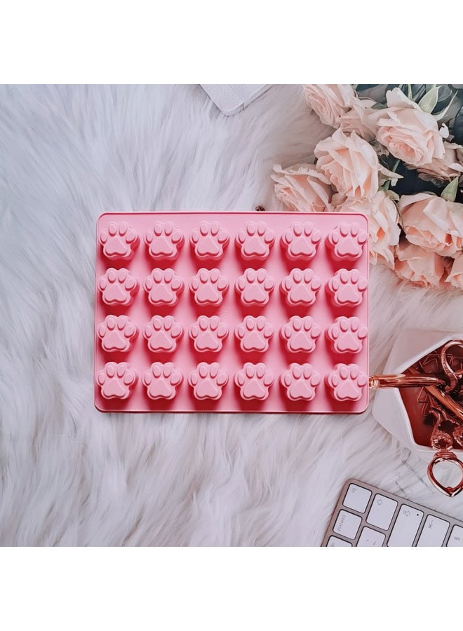 24 Consecutive Cat Paw 659 Chocolate Cookie Silicone Mold Candy Pudding Dessert Mold Cake Baking Utensils-Color:Rice Powder - Image 1
