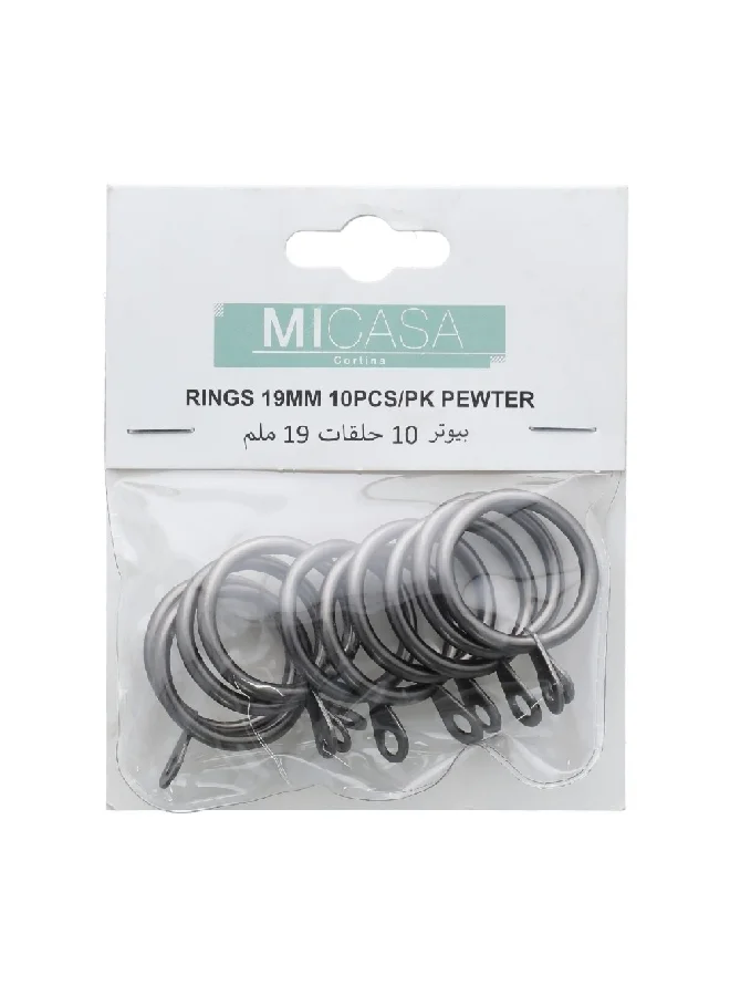 Micasa 10-Piece Rings Pewter 19mm