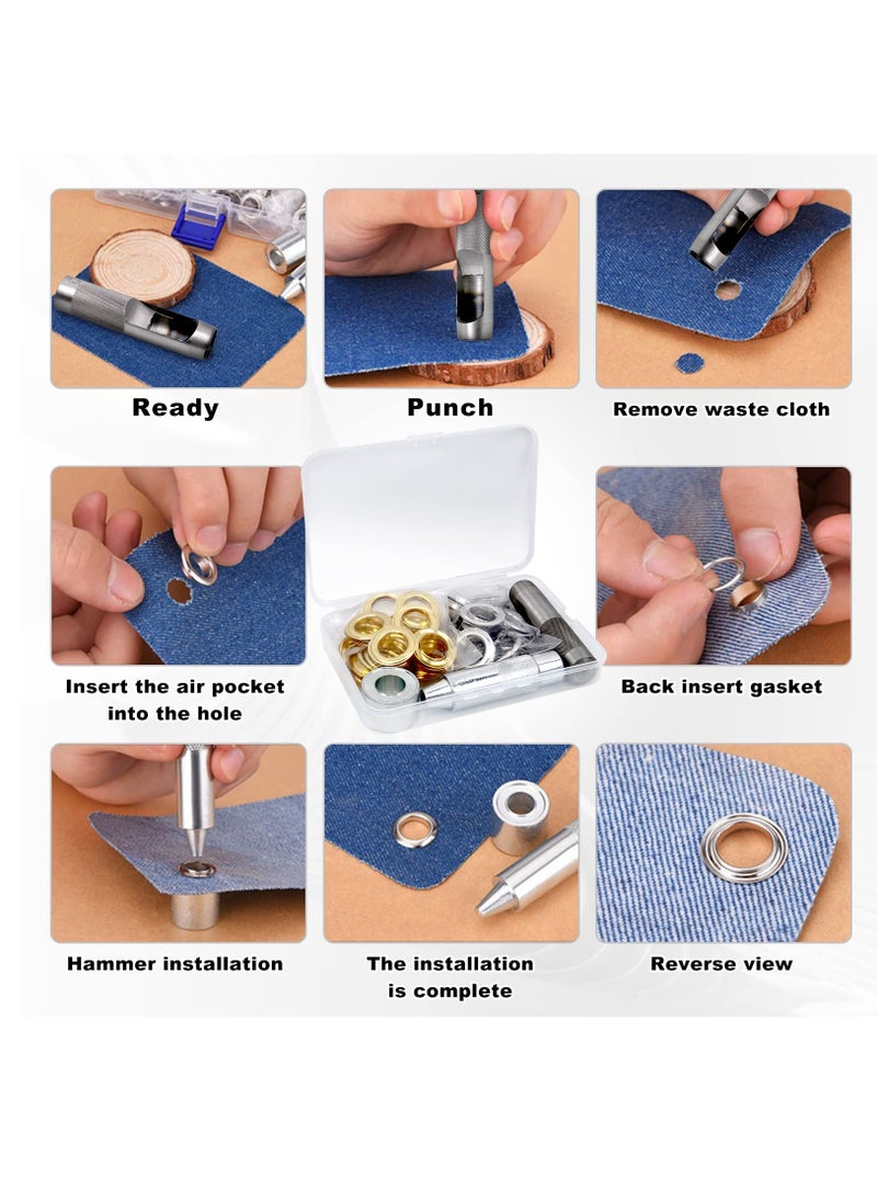Excefore - 50 Sets 0.75" Grommet Tool Kit, Grommet Setting Tool Copper Grommets Eyelets, 2 Colors, With 3 Pcs Install Tool, Gold And Silver - Image 1