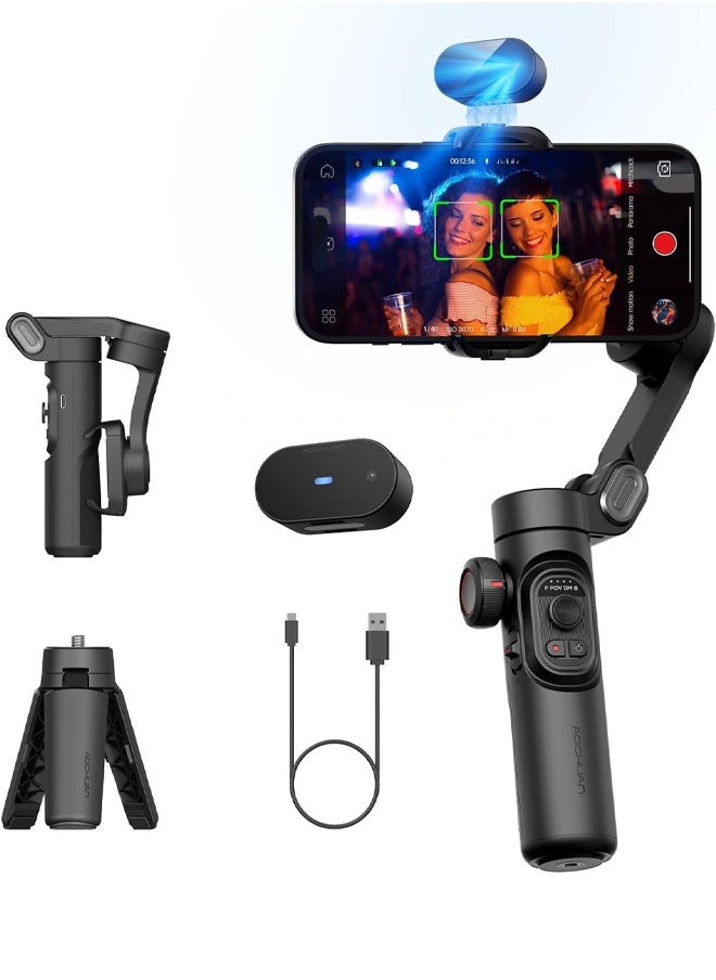 اوتشوان AOCHUAN مُثبِّت Gimbal Stabil لجهاز iPhone مع مستشعر تتبع بالذكاء الاصطناعي، مُثبِّت هاتف مزود بميزة 7.0 المضادة للاهتزاز لتسجيل الفيديو - Smart XE AI  - Image 1