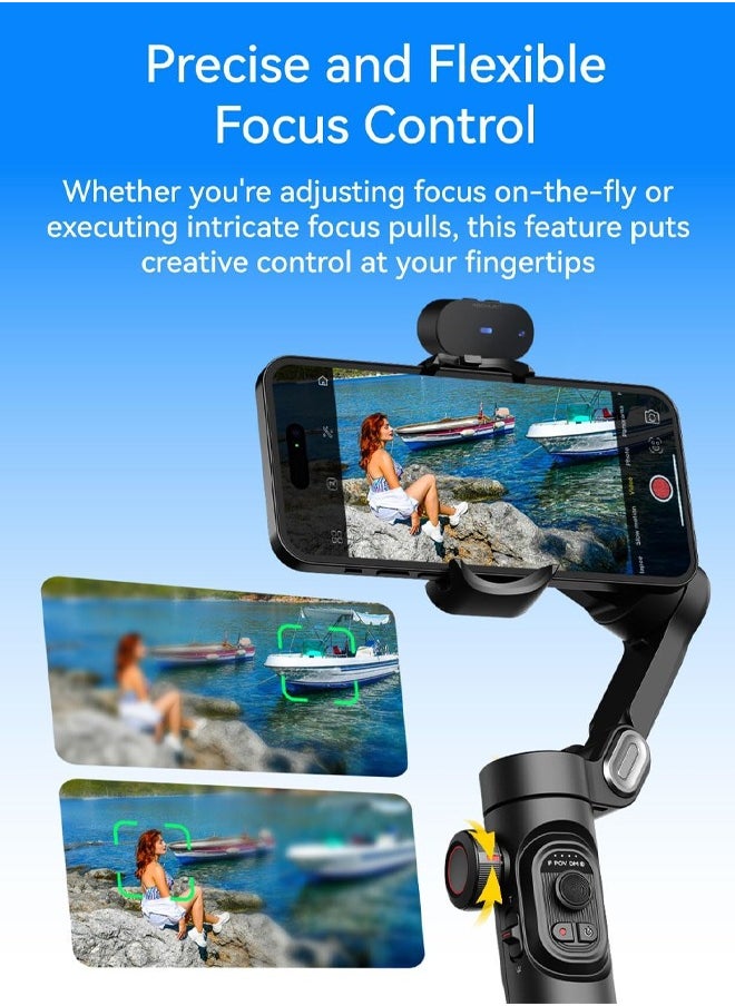 اوتشوان AOCHUAN مُثبِّت Gimbal Stabil لجهاز iPhone مع مستشعر تتبع بالذكاء الاصطناعي، مُثبِّت هاتف مزود بميزة 7.0 المضادة للاهتزاز لتسجيل الفيديو - Smart XE AI  - Image 5