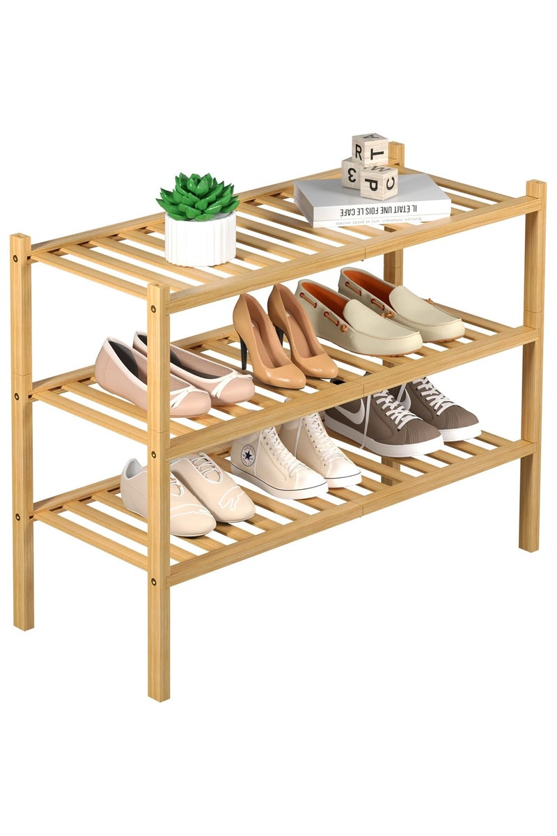 【Multifunctional Storage Rack】This cute kids shoe racks keeps your shoes organized.Natural bamboo texture is suitable for almost any home decoration.Also, this floor shoe rack has multiple uses to help you organize everyday items in your bathroom, living room, office, kitchen, such as toiletries, towels, clutter, decorations, books, plants, shoes and small appliances. It maximizes space, simplifies organization, and maintains an uncluttered environment. - Image 1