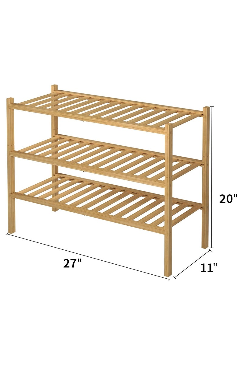 【Multifunctional Storage Rack】This cute kids shoe racks keeps your shoes organized.Natural bamboo texture is suitable for almost any home decoration.Also, this floor shoe rack has multiple uses to help you organize everyday items in your bathroom, living room, office, kitchen, such as toiletries, towels, clutter, decorations, books, plants, shoes and small appliances. It maximizes space, simplifies organization, and maintains an uncluttered environment. - Image 3