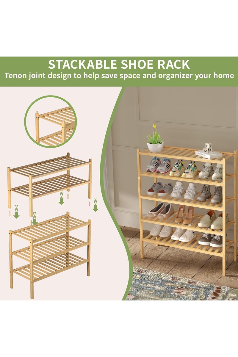 【Multifunctional Storage Rack】This cute kids shoe racks keeps your shoes organized.Natural bamboo texture is suitable for almost any home decoration.Also, this floor shoe rack has multiple uses to help you organize everyday items in your bathroom, living room, office, kitchen, such as toiletries, towels, clutter, decorations, books, plants, shoes and small appliances. It maximizes space, simplifies organization, and maintains an uncluttered environment. - Image 5