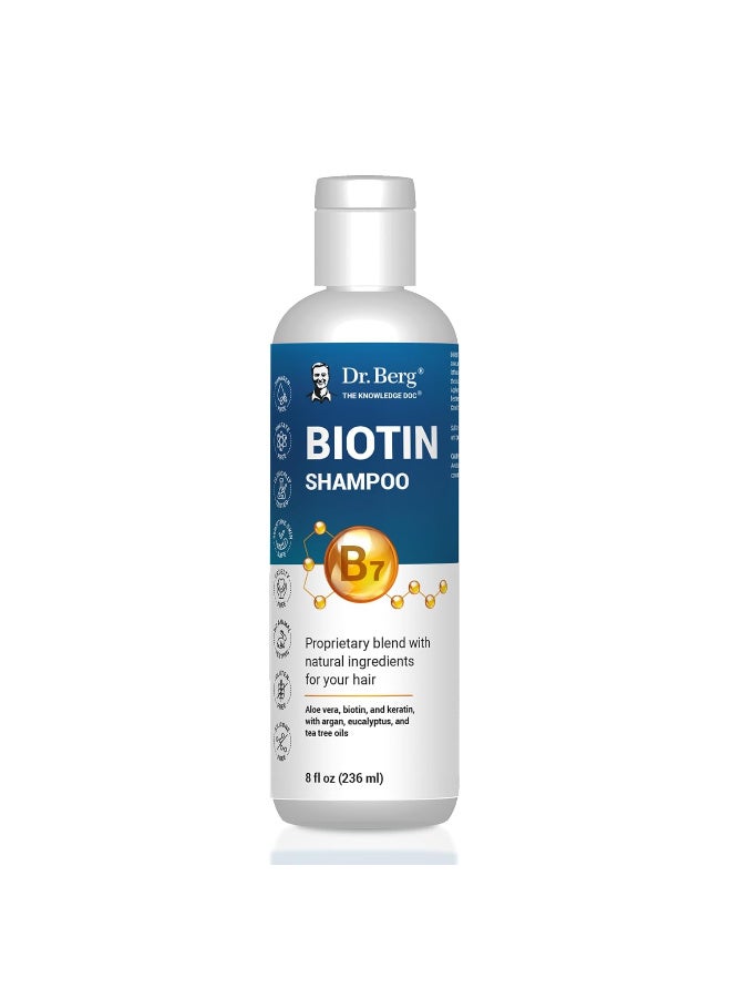 Dr. Berg Nutritional Biotin Shampoo for Men & Women (Improved High-Performance Formula) - Independently Tested & Certified Paraben- Sulfate- & Silicone-Free - Infused w/Biotin, Argan Oil & Botanicals - 8 Fl oz - Image 1