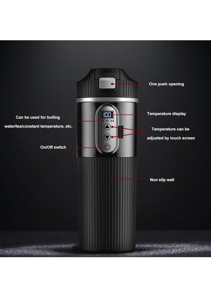 Excefore 12V/24V Car Heating Cup, 500ML Portable Electric Water Boiler, 304 Stainless Steel, Digital Display, Anti-Spill Lid, Leakproof, Variable Temperature Control, Ideal for Car/Truck Travel  - Image 2