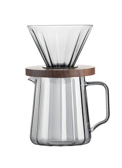 بريتيل صانع قهوة بور أوفر V60، مصنوع من الزجاج، مع مرشح قهوة وقاعدة خشب الجوز، وإبريق قهوة بسعة 600 مل، يُستخدم لتحضير القهوة بأسلوب بور أوفر في المنزل أو في المكتب.  - Image 4