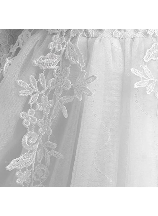 Luobobeibei Girls' Long Sleeve Princess Dress Spring Birthday Party Dress White - Size 120 - Image 4