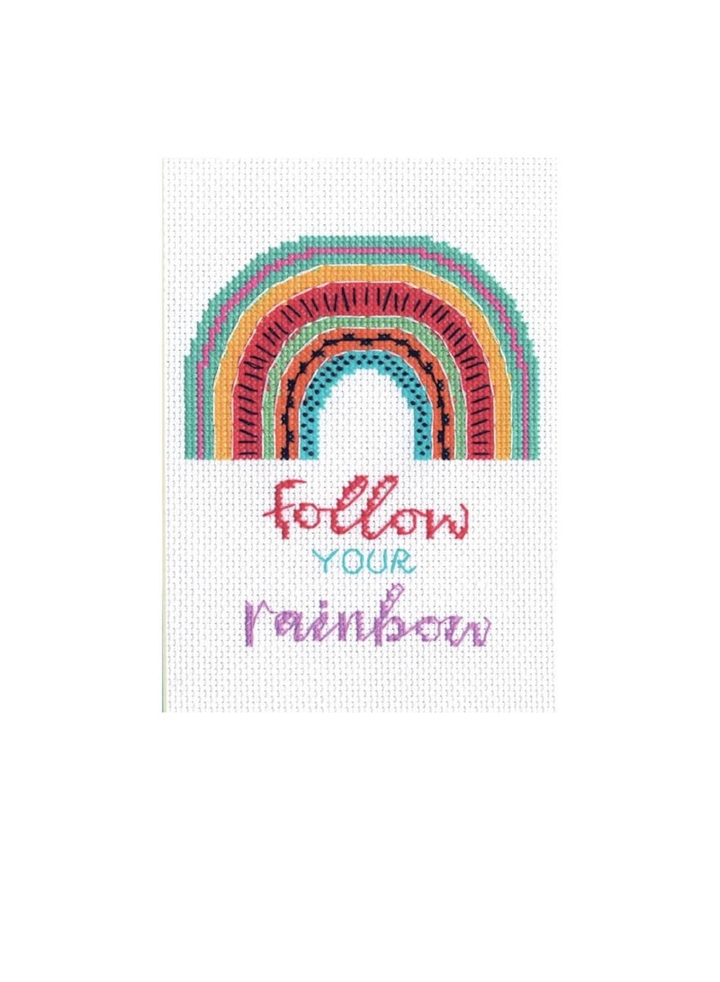 Cross Counted Cross Stitch Kit 5in x 7in Follow Your Rainbow - Image 1