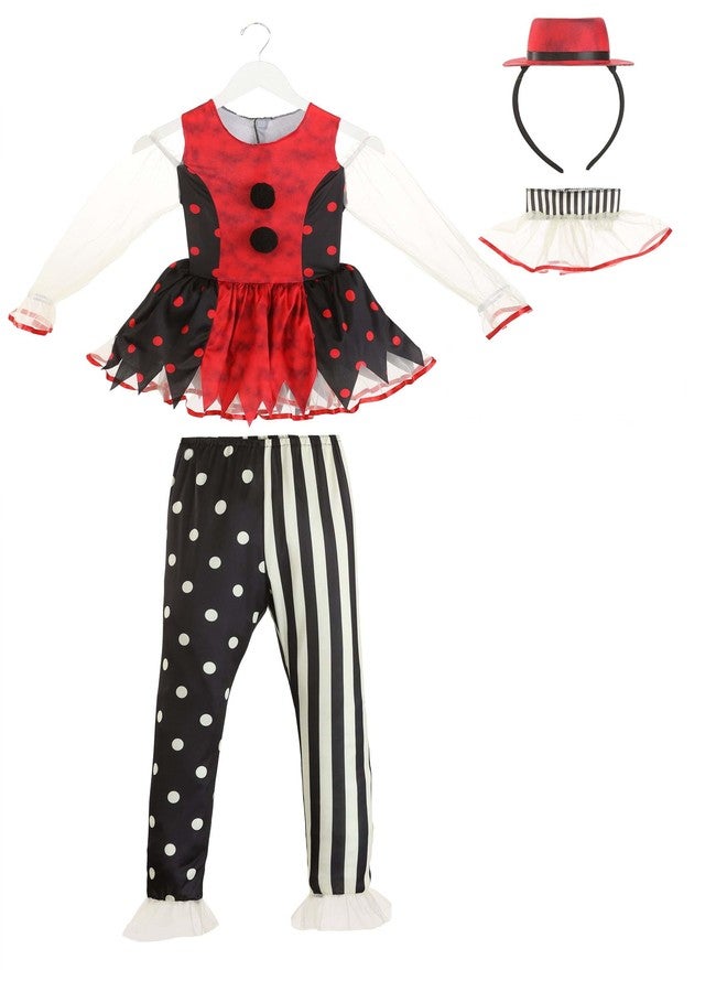 Fun Costumes Girl's Creepy Clown Costume - Scary Circus Clown Halloween Costume for Kid's Vintage - Creepy Doll Cosplay - Large - Multicolor - Image 3