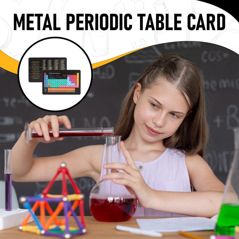 Periodic Table of Elements Reference Card - Metal Pocket Wallet Size Chemistry Chart - Clear Lettering - Includes All Newest 118 Atomic Symbol Weight & Number - Science Students in Classroom & Home - Image 2