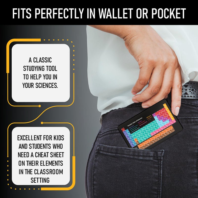 Periodic Table of Elements Reference Card - Metal Pocket Wallet Size Chemistry Chart - Clear Lettering - Includes All Newest 118 Atomic Symbol Weight & Number - Science Students in Classroom & Home - Image 5