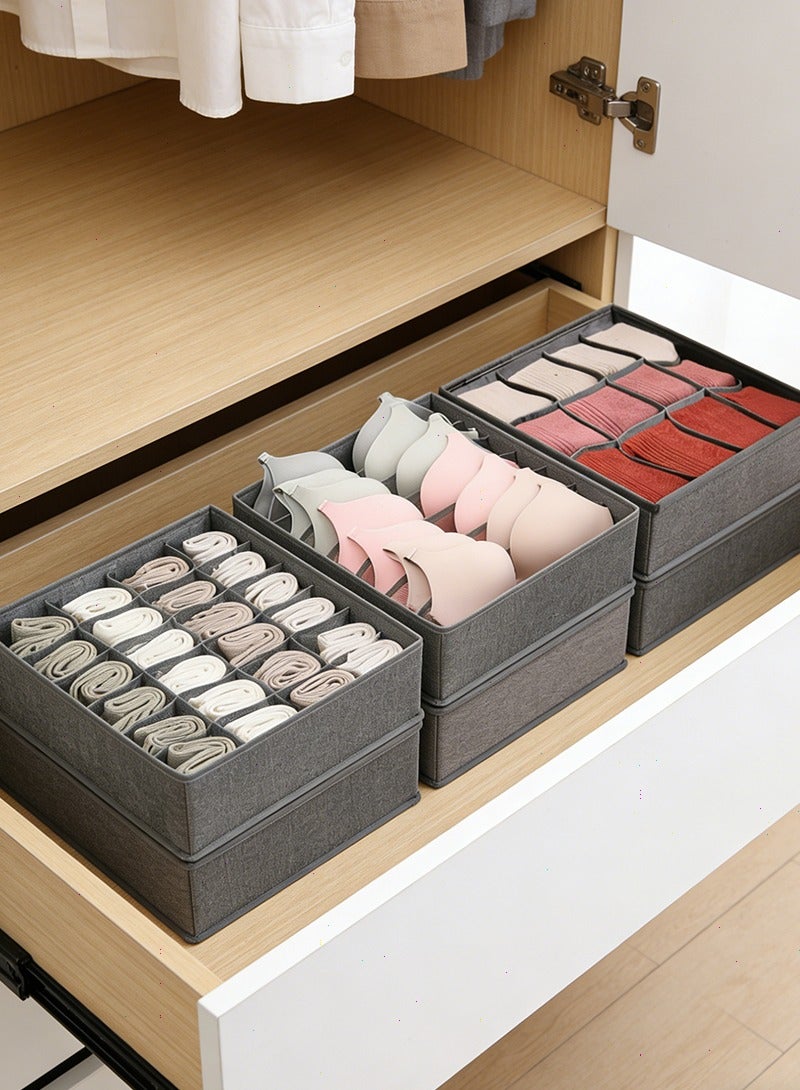 Yoawllty Foldable Underwear and Bras Drawer Organizers, 3 Pack Fabric Closet Dresser Drawers Organizers Dividers, Clothing Storage Organizers Box for Lingerie, Panties, Socks, Briefs - Image 2