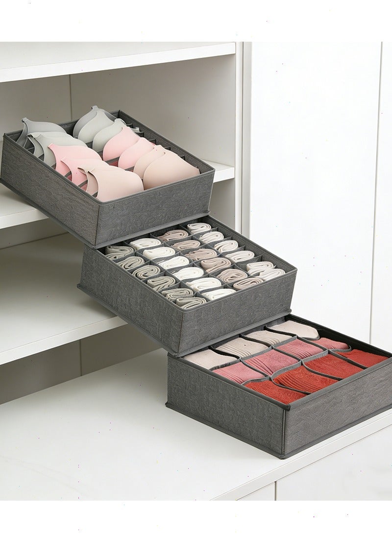 Yoawllty Foldable Underwear and Bras Drawer Organizers, 3 Pack Fabric Closet Dresser Drawers Organizers Dividers, Clothing Storage Organizers Box for Lingerie, Panties, Socks, Briefs - Image 1