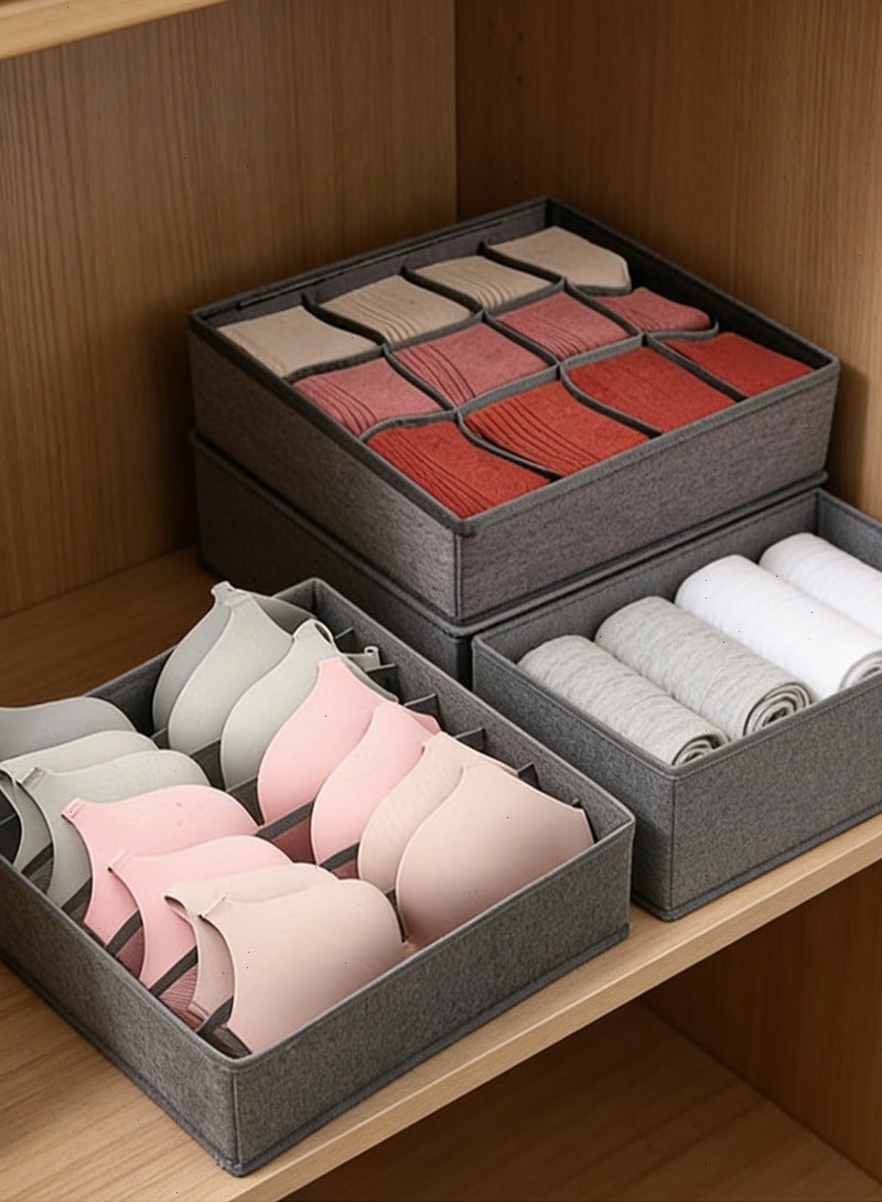 Yoawllty Foldable Underwear and Bras Drawer Organizers, 3 Pack Fabric Closet Dresser Drawers Organizers Dividers, Clothing Storage Organizers Box for Lingerie, Panties, Socks, Briefs - Image 3