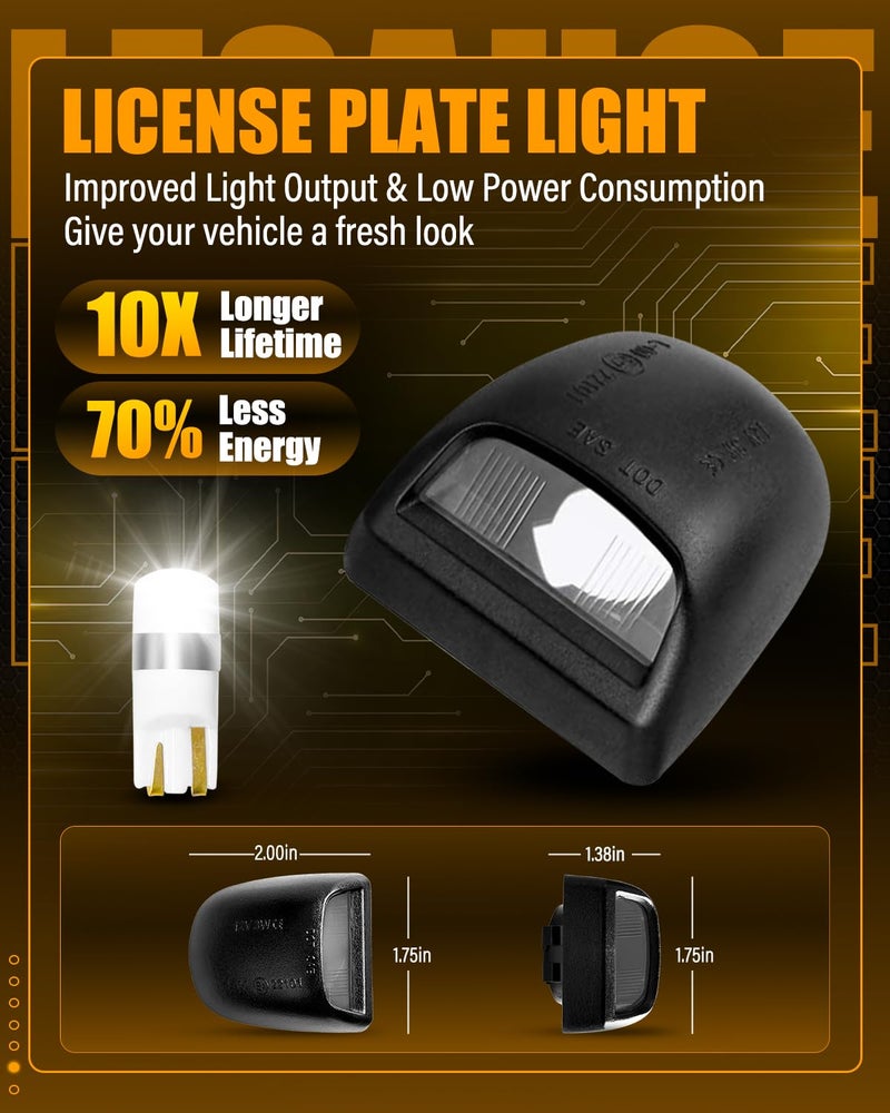 LESAUCE LED License Plate Light Tag Lamp Assembly Replacement for Chevy Silverado 1500 2500 3500 Suburban Tahoe GMC Sierra Yukon XL for Escalade, 6000K White,Housing+T10, Pack of 2 - Image 3