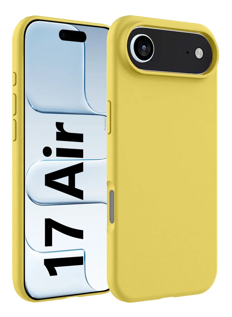 Silicone Protective Phone Case for iPhone 17 Air - Soft Anti-Scratch Microfiber Lining Ultra Slim Drop Protection Phone Cover - Yellow - Image 1
