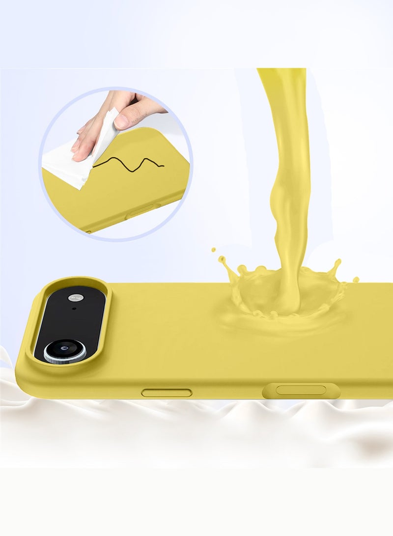 Silicone Protective Phone Case for iPhone 17 Air - Soft Anti-Scratch Microfiber Lining Ultra Slim Drop Protection Phone Cover - Yellow - Image 4