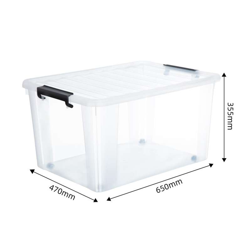 Pan Home صندوق تخزين شفاف قابل للتكديس للمنزل