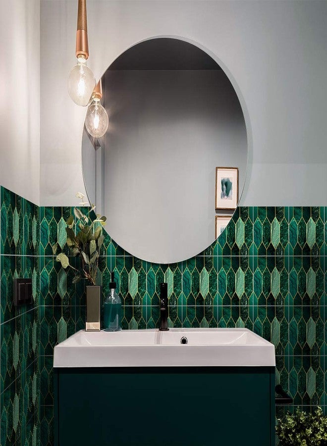 Alwayspon 30Pcs Mosaic Effect Peel&Stick Wall Tile Transfers Sticker, 8x8inch Self-Adhesive PVC Backsplash Tile Decals for Bathroom Kitchen Decor, Green Hexagon - Image 3