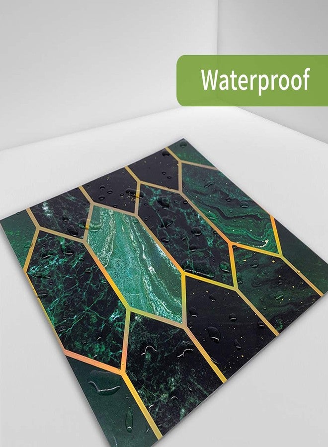 Alwayspon 30Pcs Mosaic Effect Peel&Stick Wall Tile Transfers Sticker, 8x8inch Self-Adhesive PVC Backsplash Tile Decals for Bathroom Kitchen Decor, Green Hexagon - Image 5