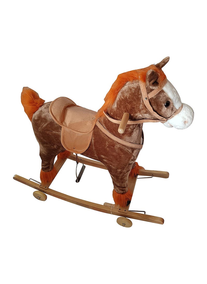 Lovely Baby Lovely Baby LB 401W Kids Wooden Base Soft Material Rocking Horse with Wooden Wheels Coffee 